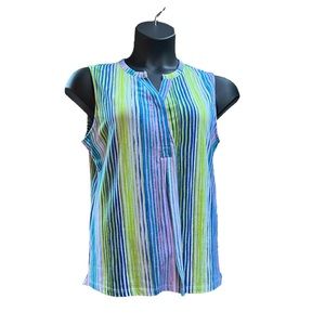 Lee Riders striped sleeveless top blouse bright multicolored women’s Size XL